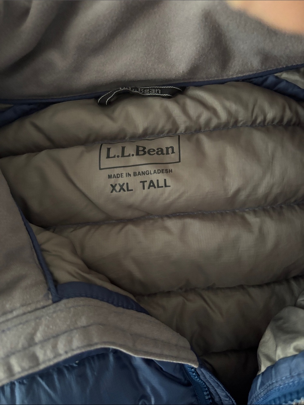 L.L.Bean Men's Navy Quilted Down Jacket - Picture 3 of 3